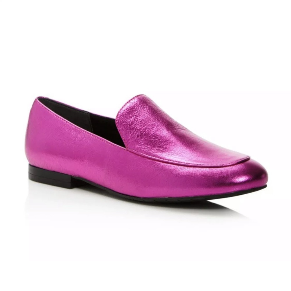 KENNETH COLE NEW YORK METALLIC MAGENTA WESTLEY LOAFERS FLATS 5.5 ANTHROPOLOGIE